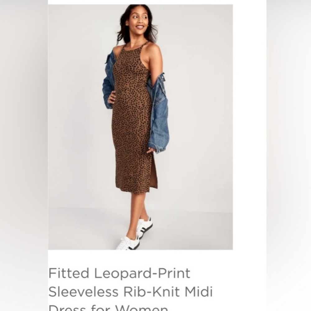 Old Navy fitted leopard print dress, medium